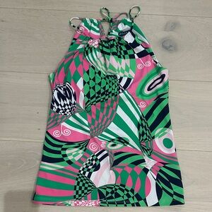 Melly M Pink and Green Halter Top